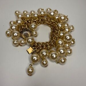 Gold Tone Petite Faux Pearl Bracelets (Set of two)